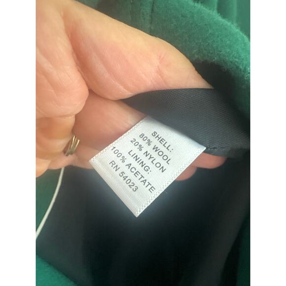 Banana Republic Collarless Emerald Green Capitan's Coat Wool-Blend - Picture 4 of 8
